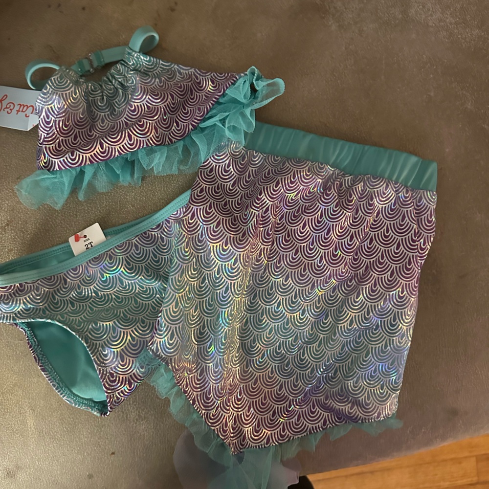 Toddler mermaid swim suit with coverup